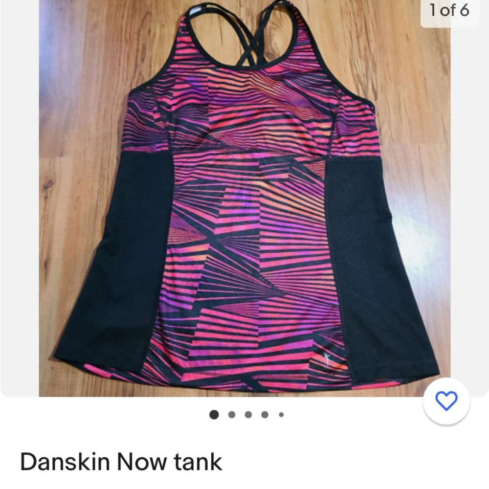 Danskin now xsmall tank drimore material. Black w coral pink & fushcia. Workout